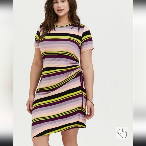 TORRID Mini Jersey Multi Striped Tee Shirt Dress Sz00 Bodycon Rayon-Spandex - Picture 14 of 14
